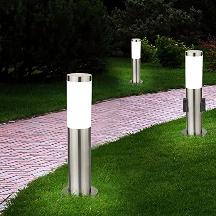 3er Set LED Stehleuchten für den Garten mit Steckdosen – Bild 5