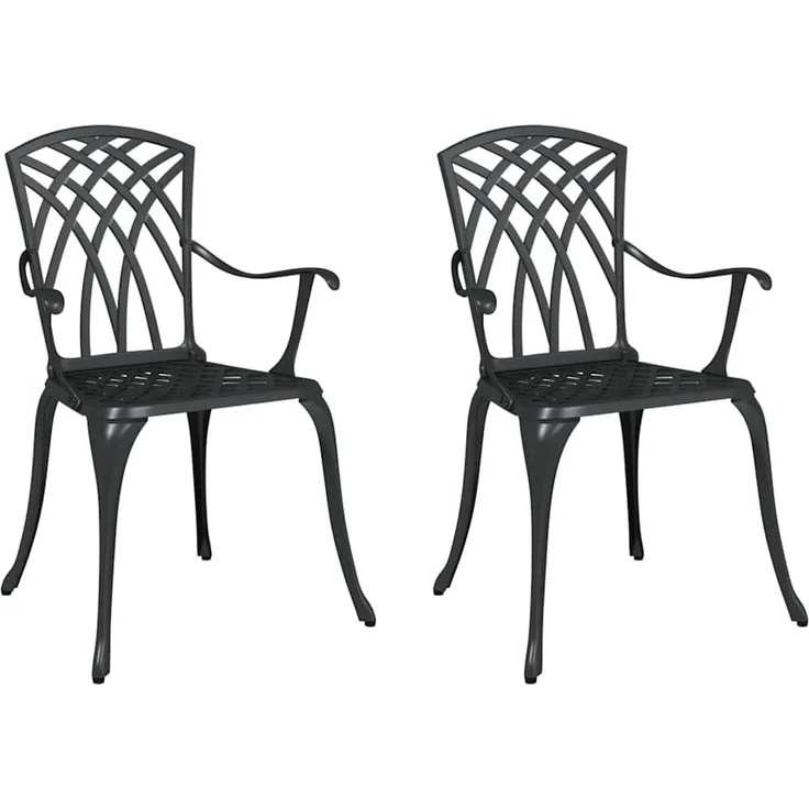 2er Set Gartenstuhl, Balkonstuhl Schwarz 53 x 51 x 88,5 cm Aluminium – Bild 2