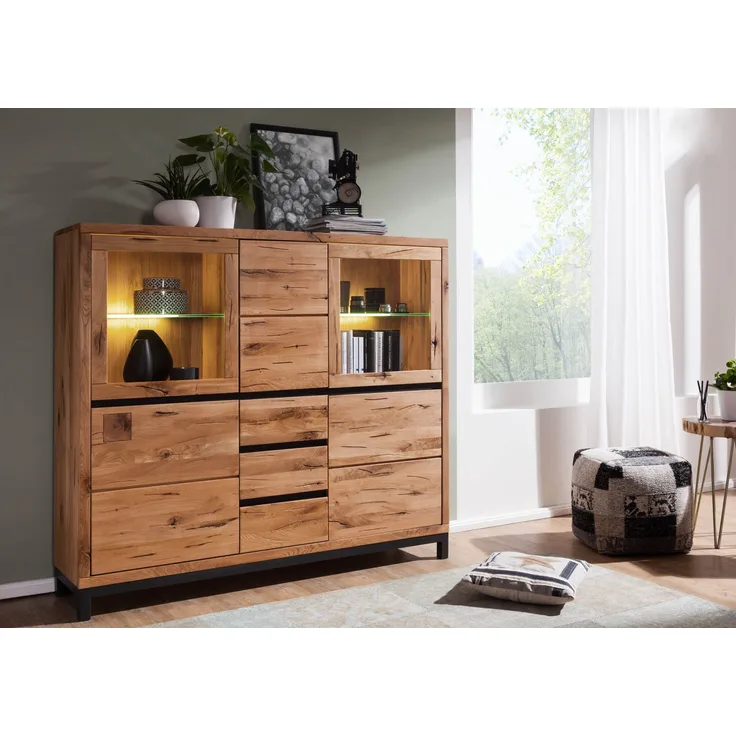 Highboard Wildeiche 166x40x148 natur geölt VILLANDERS #107
