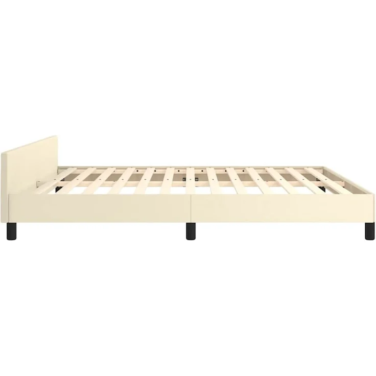 Doppelbett, Bettgestell Modernen mit Kopfteil ohne Matratze Creme 160x200 cm d941e – Bild 6