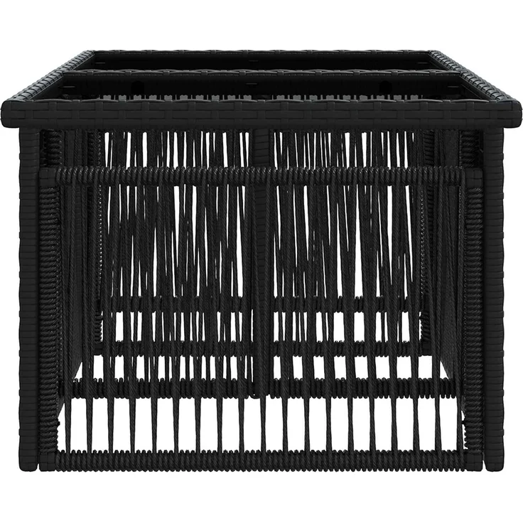 vidaXL Gartentisch Schwarz 100 x 55 x 37 cm PE Rattan und Glas 42035136 – Bild 5