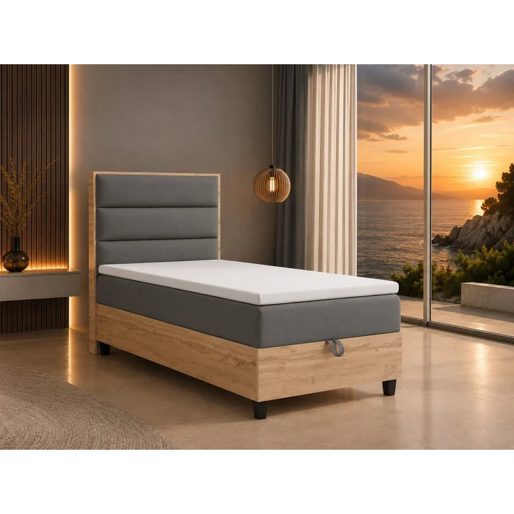 Best for Home Boxspringbett Trinity K-1 Einzelbett mit Bettkasten, Bett mit Komfort Topper T-5cm (Bett, Polsterbett mit Stauraum, Jugendbett, Kinderbett versch. Größen, 4-St, 70x200 80x200 90x200 100x200 cm), Verschiedene Liefermöglichkeiten, TOP Preis... – Bild 1