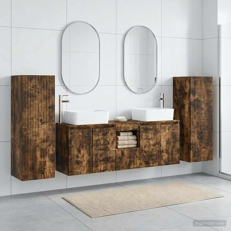 vidaXL Badezimmerschrank-Set 5 stk. Geräucherte Eiche 136 x 35 x 80 cm 3405998 – Bild 1