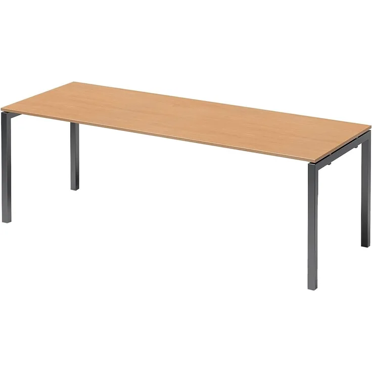 BISLEY Cito Schreibtisch, 740 mm höhenfixes U-Gestell, Metall, Bc334 Dekor Buche, Gestell Anthrazitgrau, 80 x 220 x 85 cm