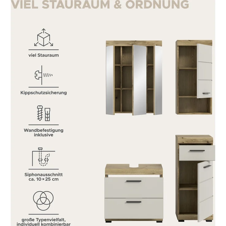 Badezimmer-Set >Scout< in Evoak Oak / Kaschmir - 112x191x34cm (BxHxT) – Bild 10
