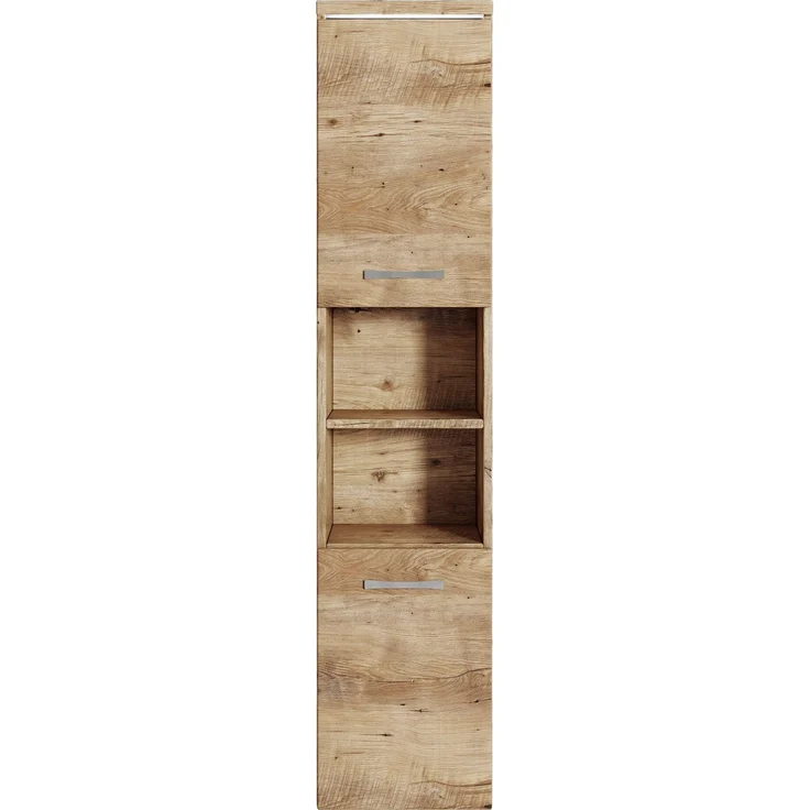 Badplaats Badezimmerschrank Paso 35 x 35 x 160 cm Kastanien Eiche - Hoch Badschrank Mit 2 Türen – Bild 3