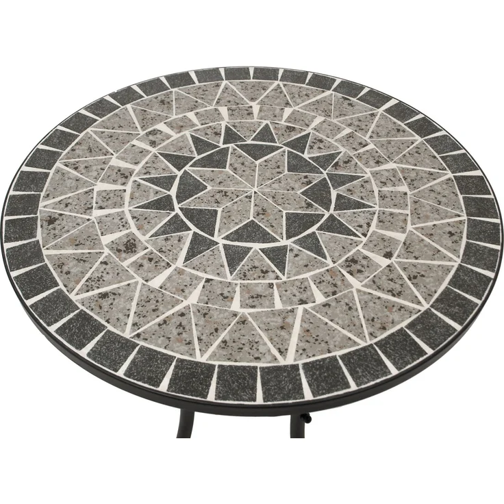 DEGAMO SIENA Bistrotisch, Metall + Mosaik, schwarz/grau, 60cm rund – Bild 2