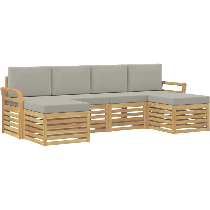 vidaXL Outdoor-Sofagarnitur 6 stk. 6-Sitzer Weiß und Hellgrau 3392276 – Bild 2