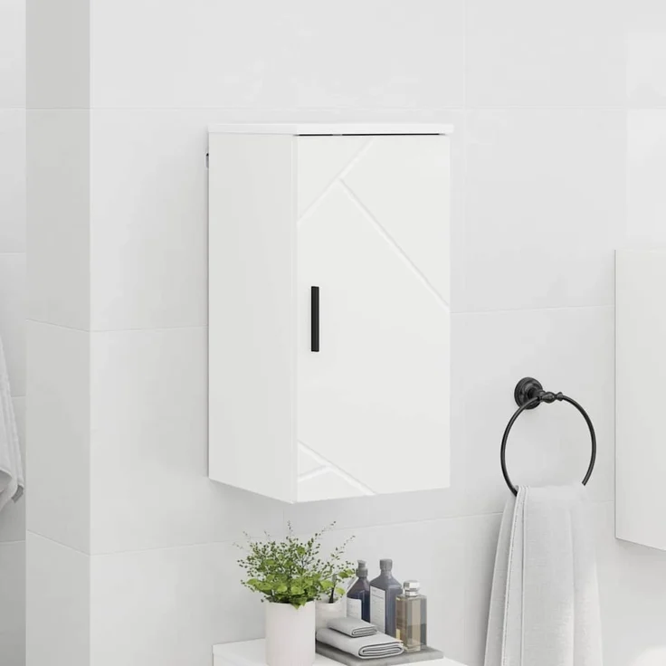 vidaXL Badezimmerschrank Wandmontiert Hochglanz Weiß 30 x 31,5 x 61 cm 883348 – Bild 3