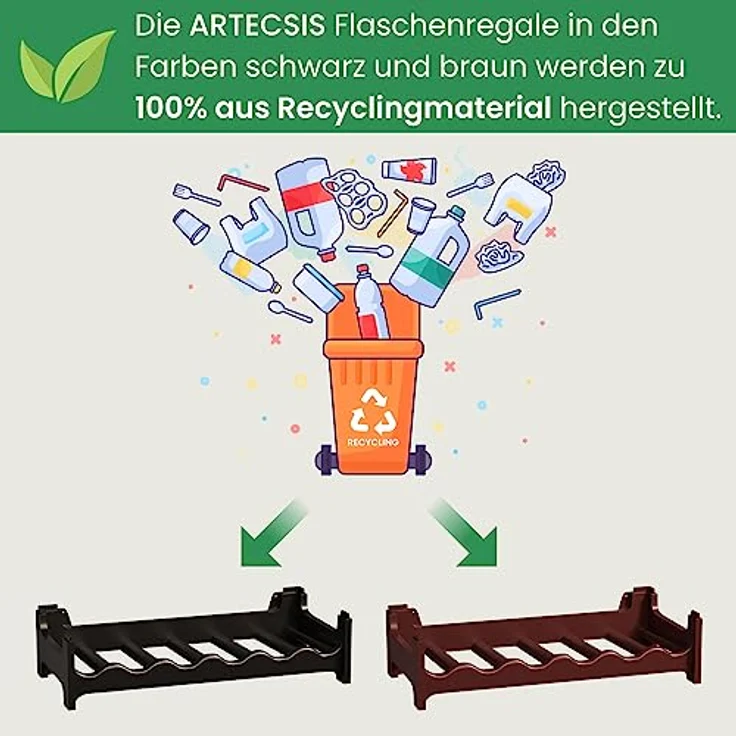 ARTECSIS Weinregal stapelbar Kunststoff für 72 Flaschen, stabiles Flaschenregal in Gastronomie-Qualität, modular erweiterbar, Braun – Bild 9