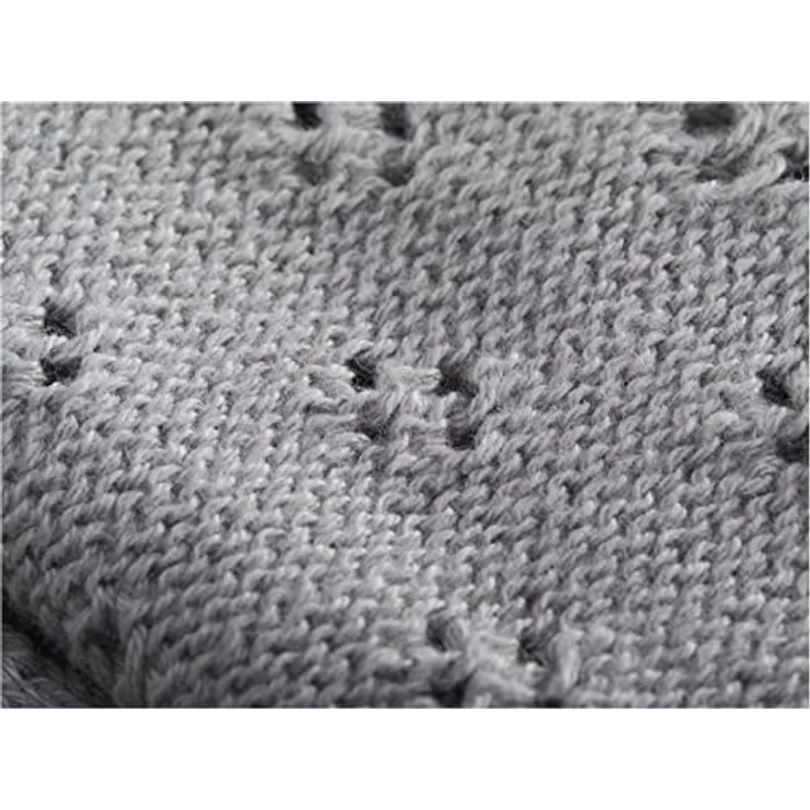 Bio Babydecke Ajour Strick 100% Bio-Baumwolle (kbA) GOTS zertifiziert, Hellgrau, 80x95 cm – Bild 6