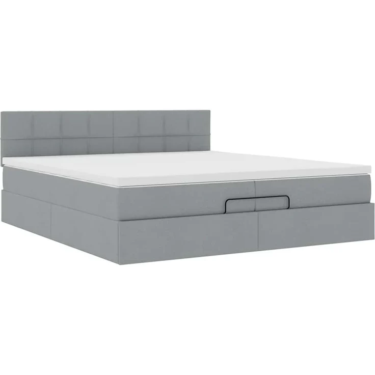 vidaXL Ottoman-Bett mit Matratze Hellgrau 200x200 cm Stoff 3311484 – Bild 4