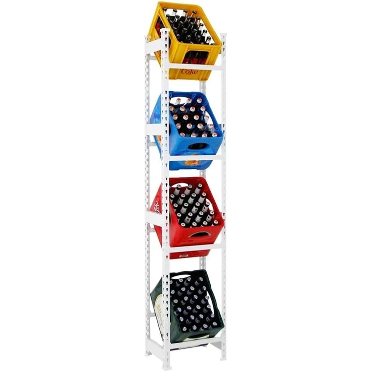 PROREGAL® Standregal Getränkekistenregal HIGH BIG CAMEL, HxBxT 200x40x30cm, Weiß, Getränkeregal, 4 Ebenen für 4-12 Kisten, 100kg Tragkraft pro Ebene, Selbstmontage