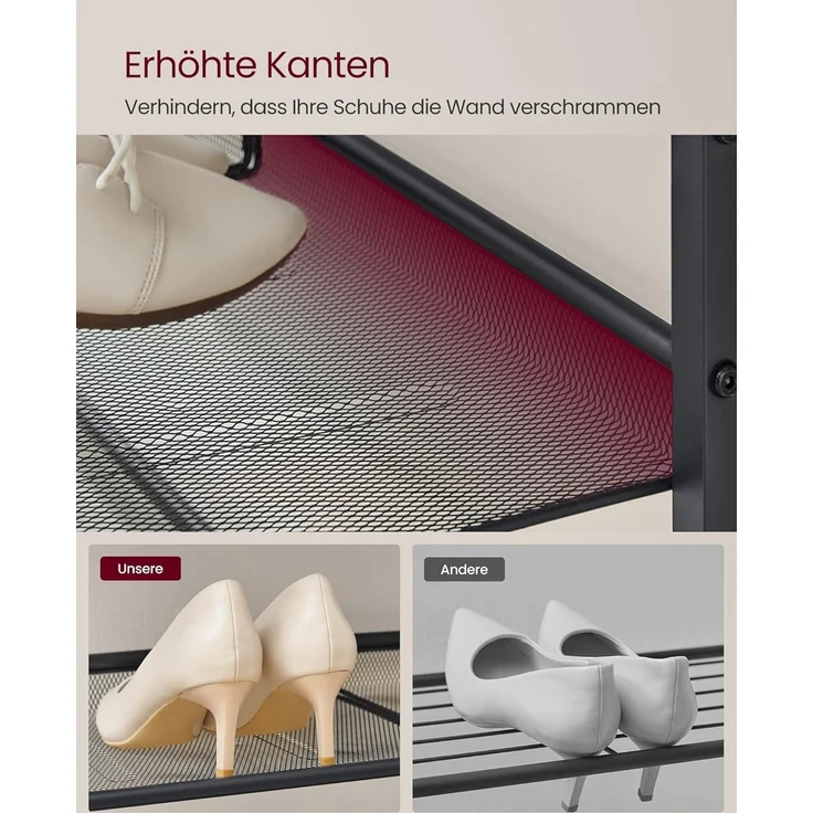 Vasagle 'LBSDE038K01' Schuhregal 5-stöckig, honigbraun-tintenschwarz, 28 x 75 x 93 cm – Bild 5