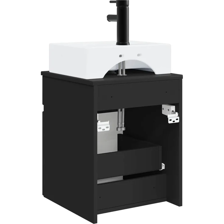 vidaXL Wandmontierter Waschbeckenunterschrank Schwarz 890573 – Bild 4