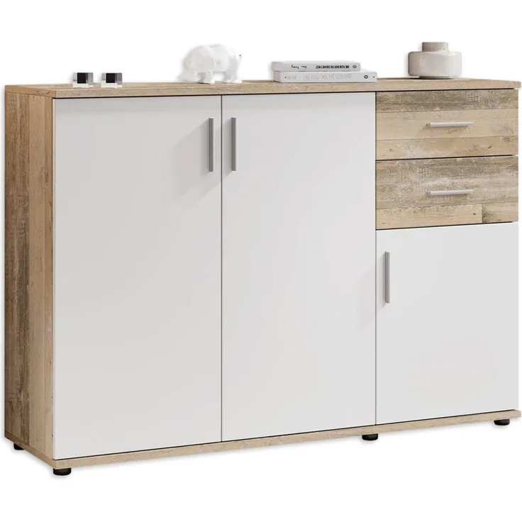 Sideboard 'CHARLY', Old Style hell/Weiß