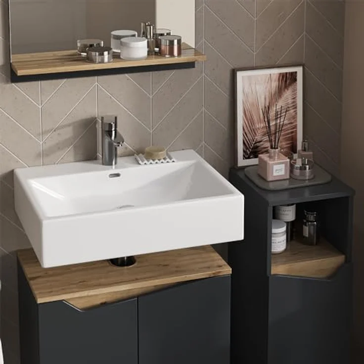 Badmöbel-Set Marelle Anthrazit 3 Teile, mit Midischrank Vicco – Bild 6