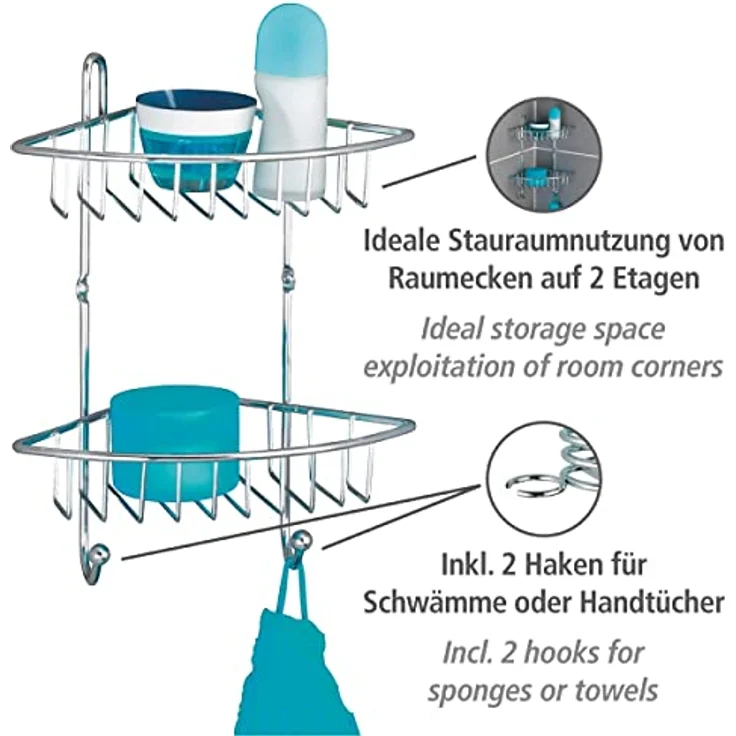 Wenko Eckregal Milano Stahl, chrom, 2 Ablagen – Bild 5