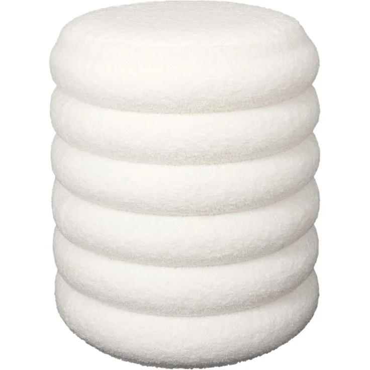 HOME DECO FACTORY, HD7623, Bouclette Freya Aufbewahrungs-Pouf, Natural Crush, Möbel, Sitz, Pouf und Bodenkissen, 37 x 43,5 x 37 cm, Sitzhöhe 43,5 cm, Weiß