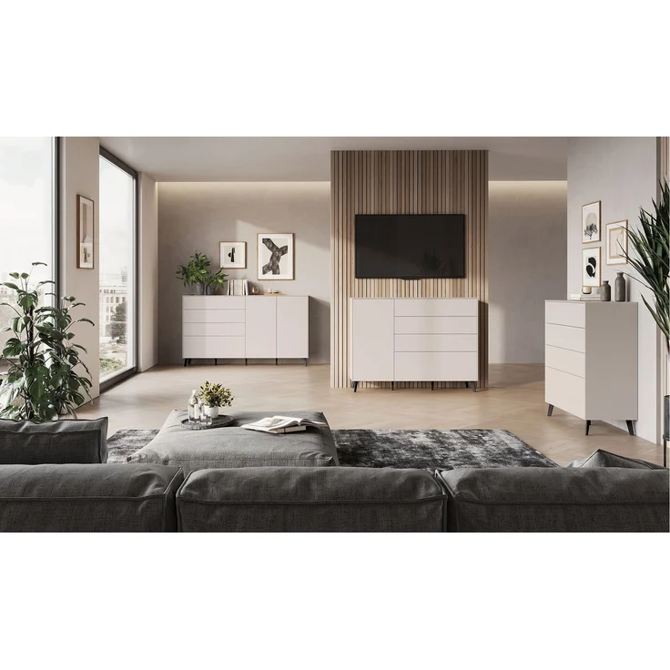 Kommode Luna / GW-Lomena, Holzwerkstoff, Grau, 137 x 93 x 41 cm – Bild 6