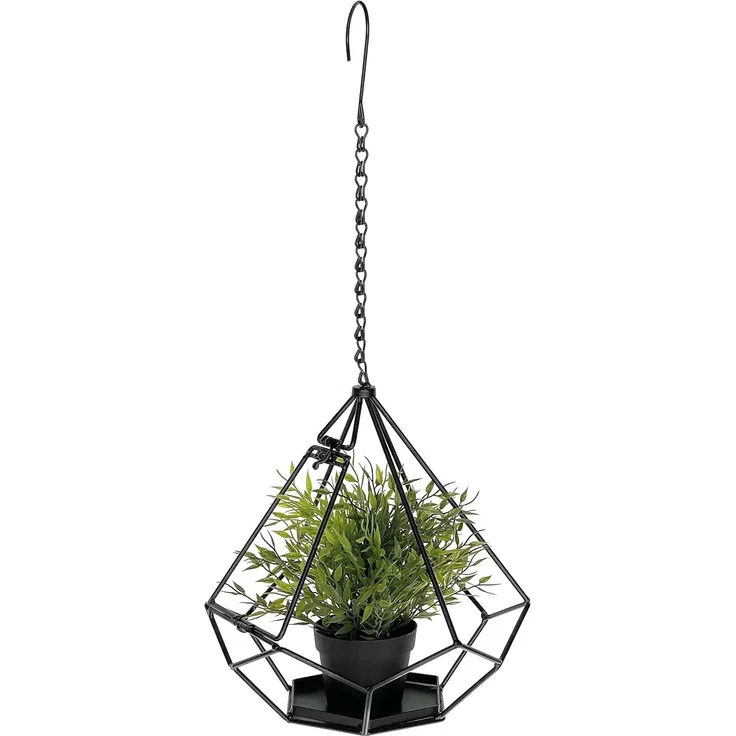 DanDiBo Blumenampel Innen Metall Wand Hängepflanzen 64 cm 96075 S mit Tür 6 Ecken Pflanzenhänger Blumenhänger Topfhänger Blumen Blumentopfhänger Hängetopf
