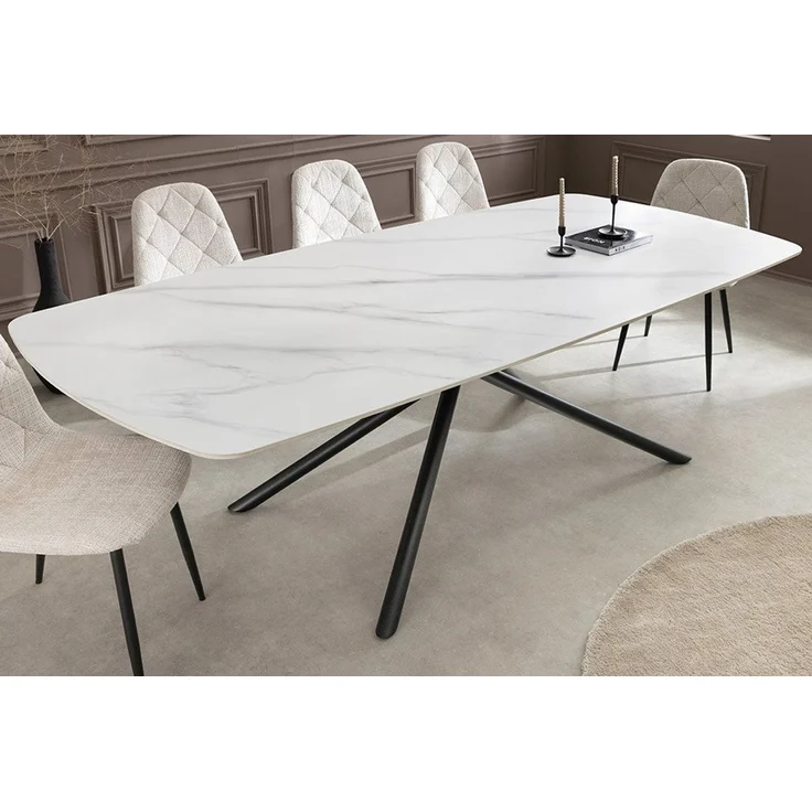 riess-ambiente Esstisch OSAKA 200cm weiß/schwarz - Keramik, Metall, Sterngestell, Marmordesign (Einzelartikel, 1-St), Moderner Familientisch - ideal f. Wohnzimmer & -küchen oder Essbereich – Bild 5