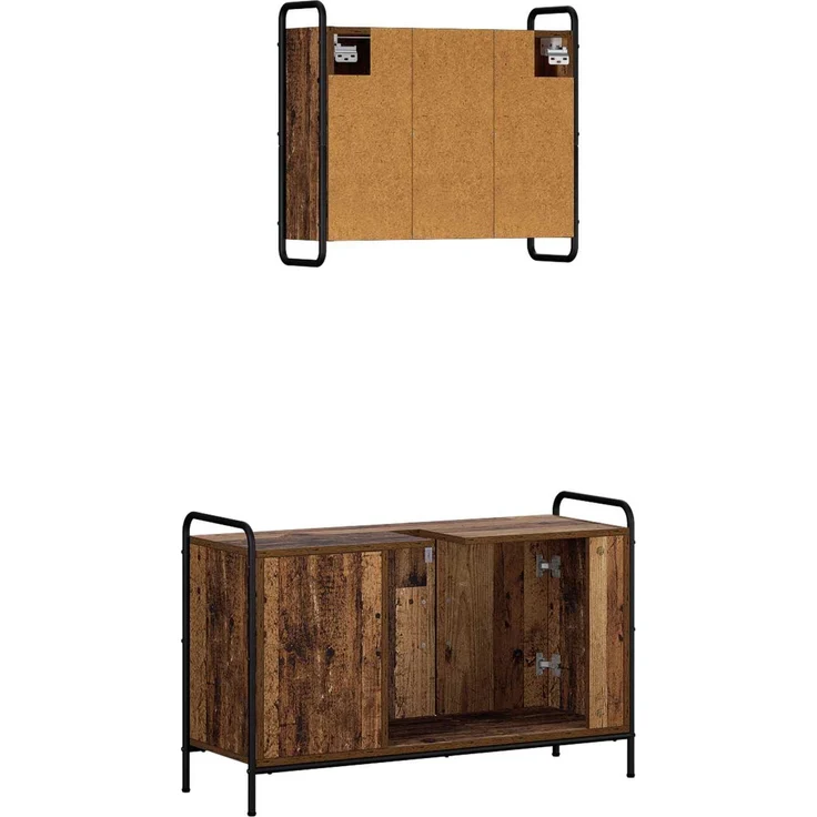 vidaXL Badezimmerschrank-Set 2 stk. Altholz 65,5 x 34 x 61 cm 3444481 – Bild 6