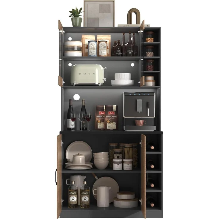 Küchenschrank Buffet Highboard aus Holz mit LED – Bild 8