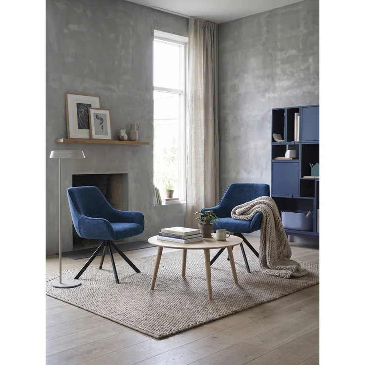 GOEURVANT 1178 Esszimmerstühle 2er-Set mit Armlehnen, 360° Drehbar, Chenille - Blau – Bild 2