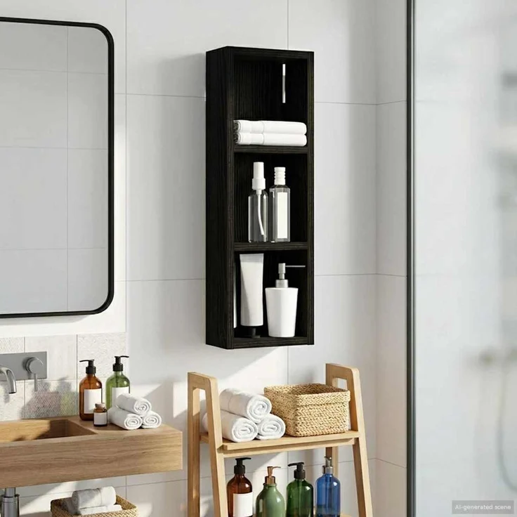 vidaXL Badezimmer-Wandschrank Schwarze Eiche 20 x 10 x 60,5 cm 889288 – Bild 4