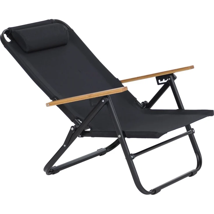 2er-Set Campingstuhl HWC-Q44, Gartenstuhl Balkonstuhl Freizeitstuhl, klappbar verstellbar Outdoor Metall Stoff ~ schwarz – Bild 8