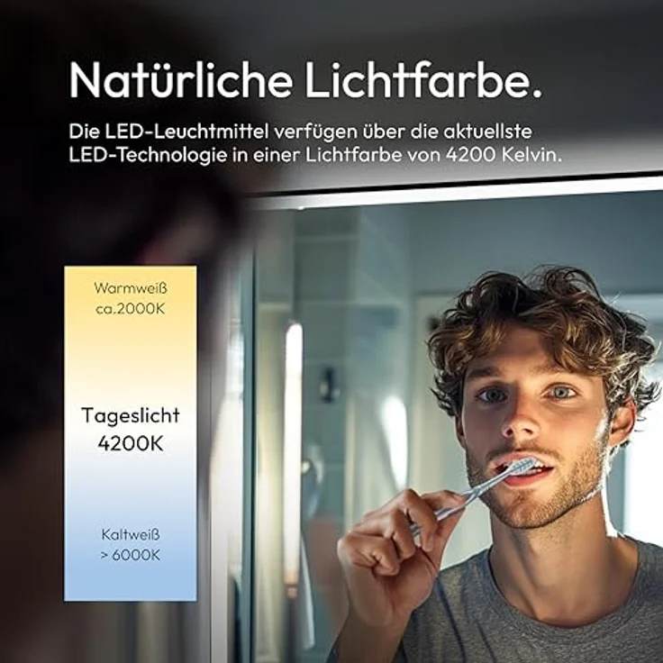 Talos Black Moon LED Badspiegel 120x70 cm, feuchtwassergeeignet mit austauschbarer Beleuchtung, Aluminiumrahmen, Licht-Farbe Neutralweiß – Bild 4