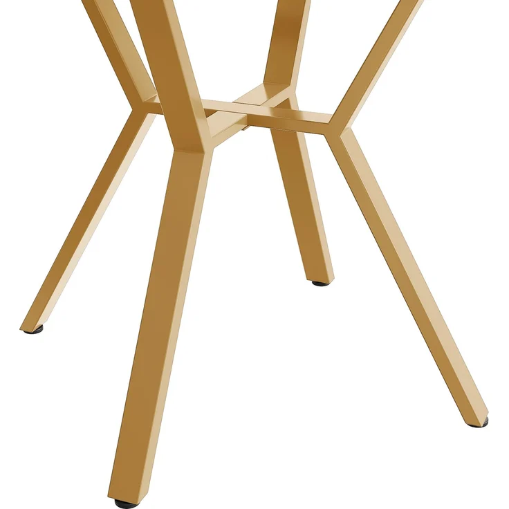 Esstisch mit Marmoroptik & Metallgestell, Ø 100x75 cm, Weiß/Gold – Bild 10