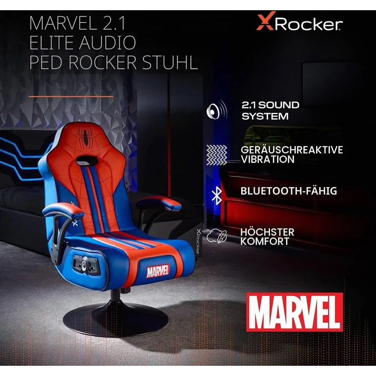 X Rocker Marvel™ Elite 2.1 Gaming-Sessel im Spider-Man Design - blau/rot für Jugendliche mit – Bild 2