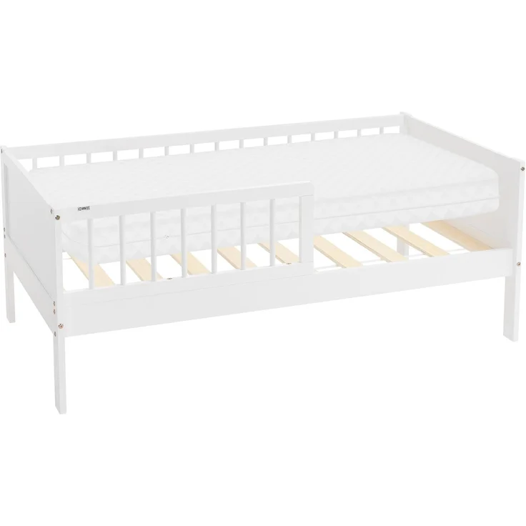 ML-DESIGN Kinderbett Bodenbett Juniorbett inkl. Lattenrost Einzelbett für Kinder Jugendbett, Junior-Bett mit Rausfallschutz & Matratze Bettrahmen aus MDF / Kiefer – Bild 1