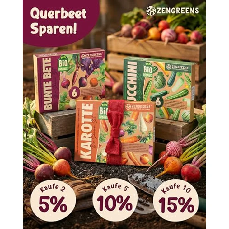 ZenGreens® - Bio Bunte Betesamen im 6er Set - 6 Bunte Bete Samen für den einfachen Anbau im Garten, Balkon oder Hochbeet - Pflanzensamen - Saatgut – Bild 10