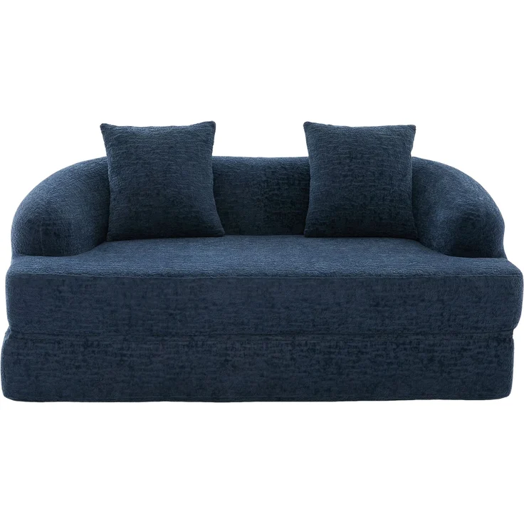 ZUBALIYA Schlafsofa 84x65 cm, mit LED - Beleuchtung, mit Chenille - Bezug, modular aufgebaut, mit Schaumstoffpolsterung, Blau – Bild 14