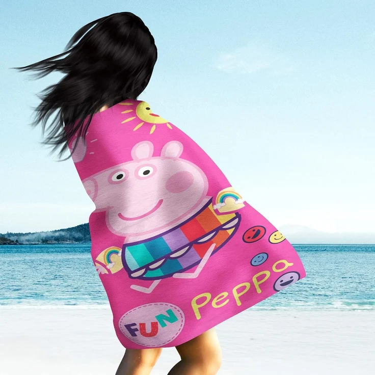 BERONAGE Strandtücher Peppa Wutz Pig Badetuch Beach Fun 60x120 cm, 100% Baumwolle (1-St), Frottee in Velours-Qualität – Bild 3