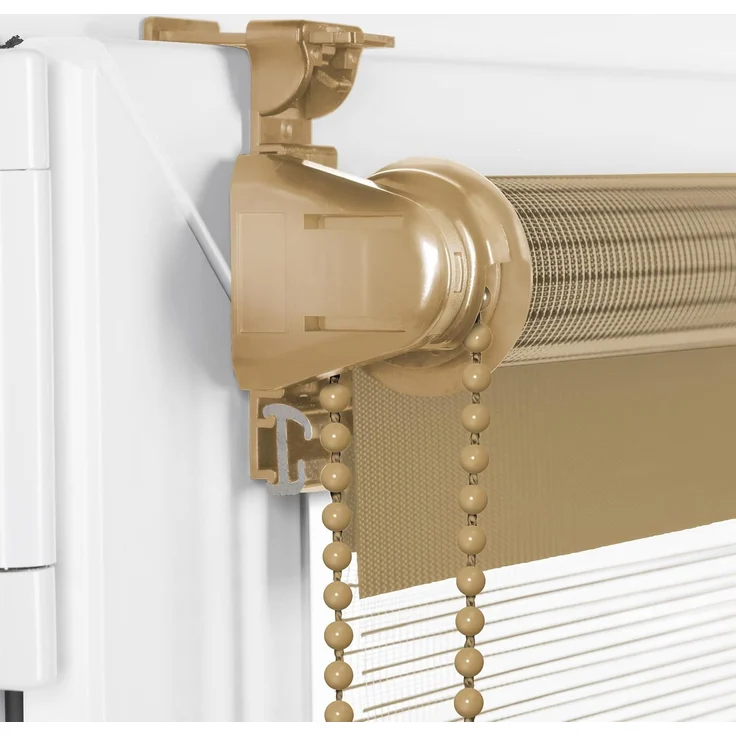 Doppelrollo Klemmfix ohne Bohren 75x210 cm Beige Duo Rollo Klemmrollo Sonnenschutzrollo Fensterrollo für Fenster & Türen Zebrarollo Seitenzugrollo – Bild 2