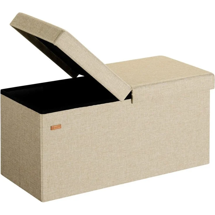 Casaria Sitzbank, mit Stauraum Faltbar Beige 80x40x40cm Gepolstert Deckel Stoff Stabil