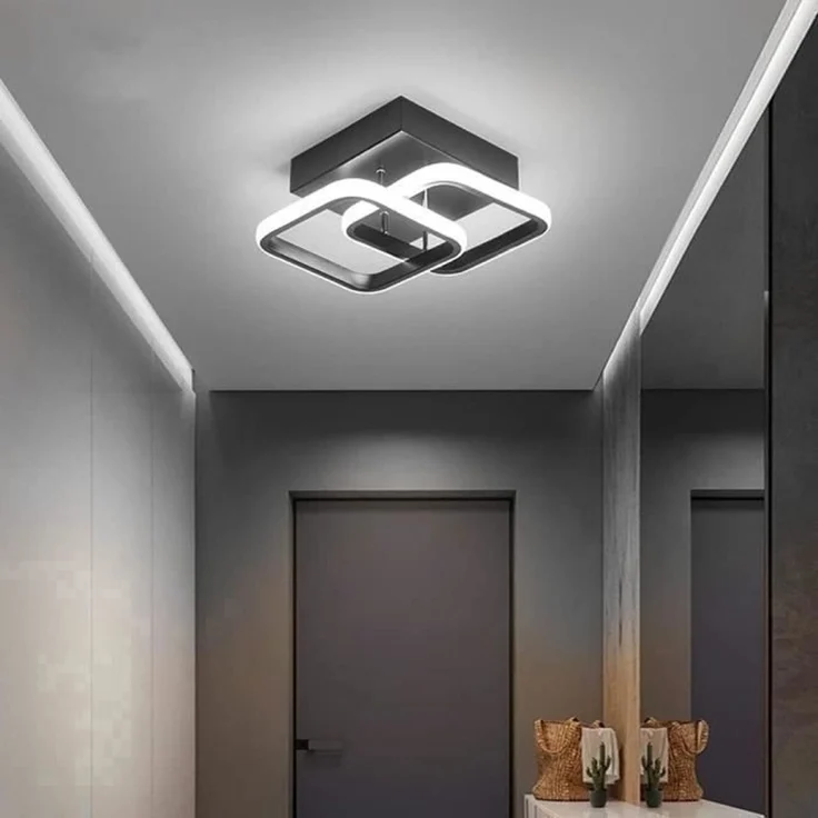 DELIPOP – Moderne LED – Deckenleuchte 22 W – 6500 K, 2er – Set quadratisch, ideal für Wohnzimmer, Schlafzimmer, Flur, Küche, Esszimmer – Schwarz – 25x17x10cm – Bild 2