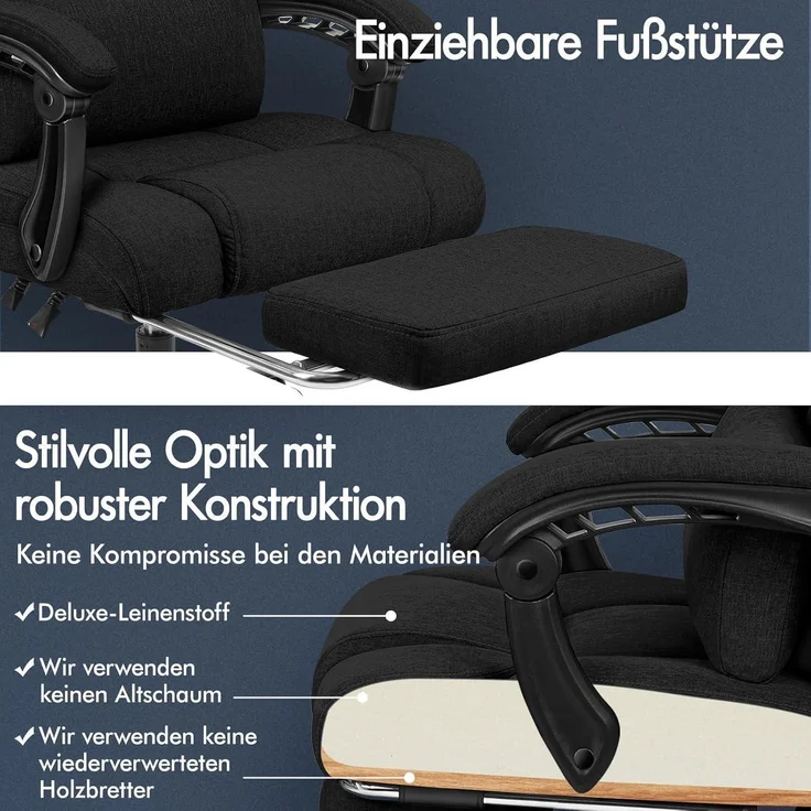 ALFORDSON Bürostuhl Hochwertiger Schreibtischstuhl mit Lendenwirbelstütze – Bild 5
