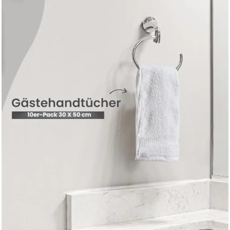 Utopia Towels Gästetücher, 30 x 50 cm, Weiß, 10er-Pack | mit Aufhängeschlaufe, 100 % Baumwolle, Handtücher, weiches und saugfähiges Gästetuch-Set, schnell trocknende Waschlappen – Bild 7