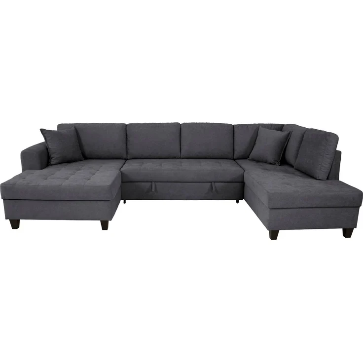 OTTO home Wohnlandschaft Moritz U-Form, B: 324 cm, mit Schlaffunktion, Bettkasten & Zierkissen