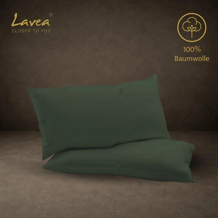 Lavea Kissenbezug 2er Set 100% Baumwolle flauschig, Jasmin, Kissenhülle, Kissenbezüge, (2 Stück), pflegeleicht, langlebige Qualität, mit Reißverschluss – Bild 4