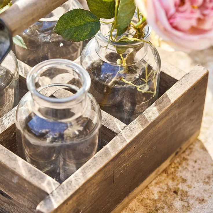 Mirabeau Übertopf Vase 4er Set mit Korb Reverie braun/klar – Bild 5