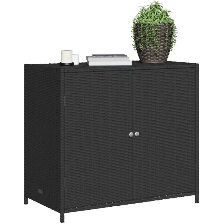 vidaXL Gartenschrank Schwarz 83x45x76 cm Poly Rattan 365543 – Bild 9