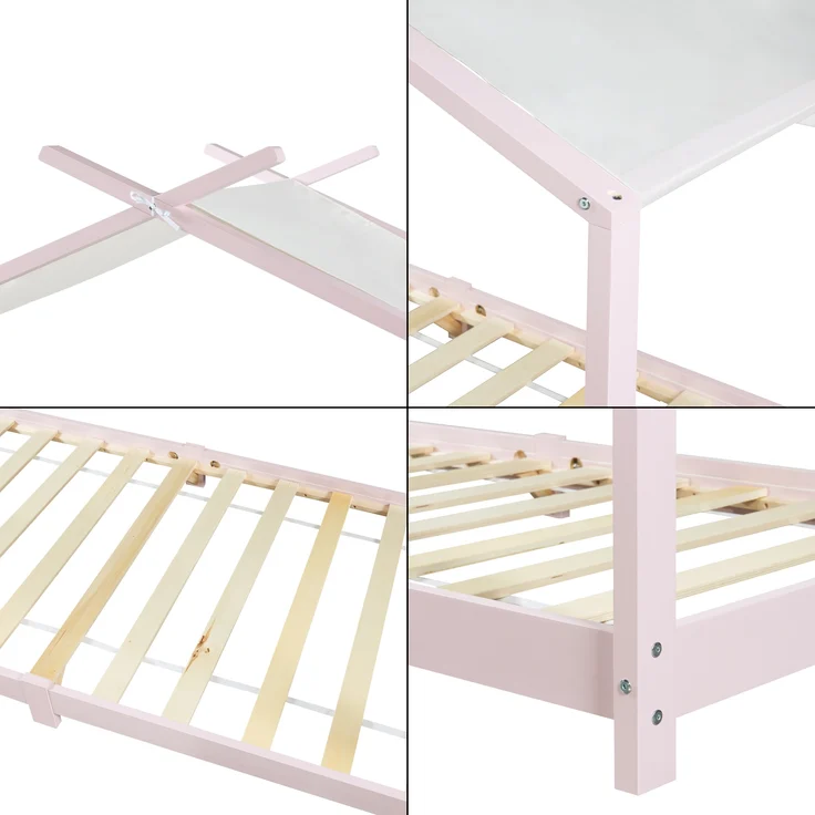Kinderbett Brome mit Matratze 90x200 cm Rosa [en. casa] – Bild 6