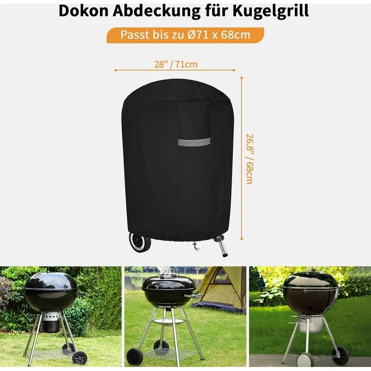 Dokon Kugelgrill Abdeckung 71x68cm Schwarz – Bild 2