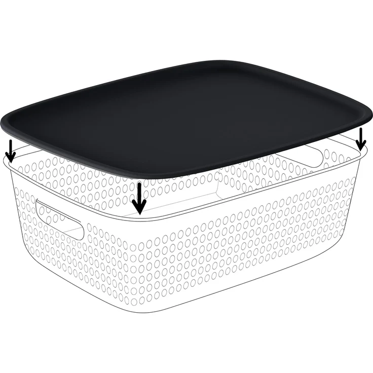 KONZEPT Stapelbox Aufbewahrungsbox 3er Set Aufbewahrungskorb aus Kunststoff mit Griff, perforierte Kunststoffbox für Organisation